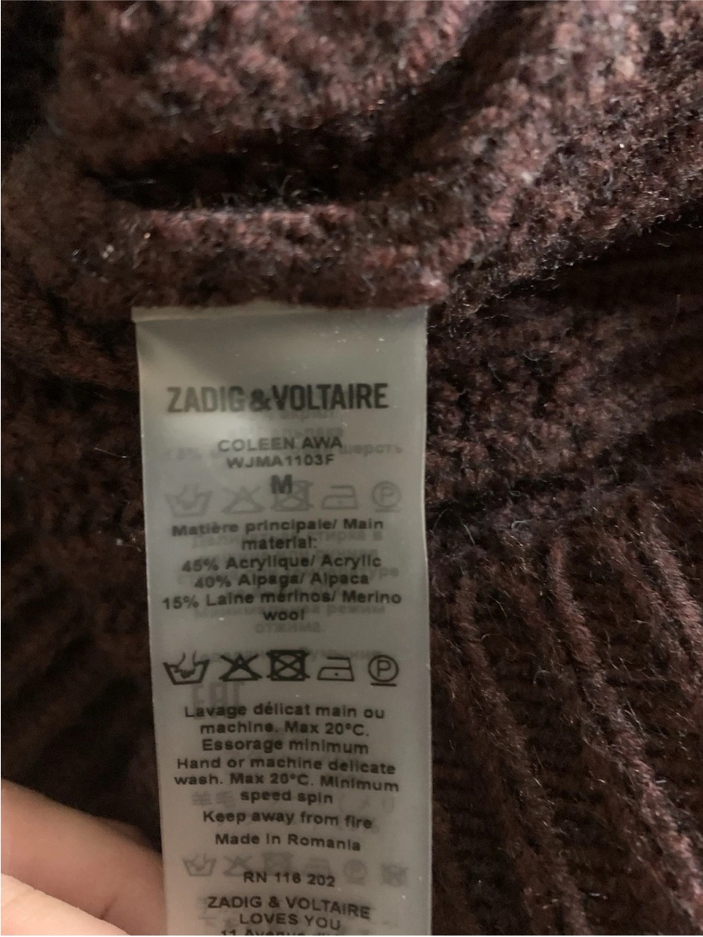 Zadig & Voltaire Maroon Ribbed Crewneck Sweater with Side Buttons - Picture 7 of 7
